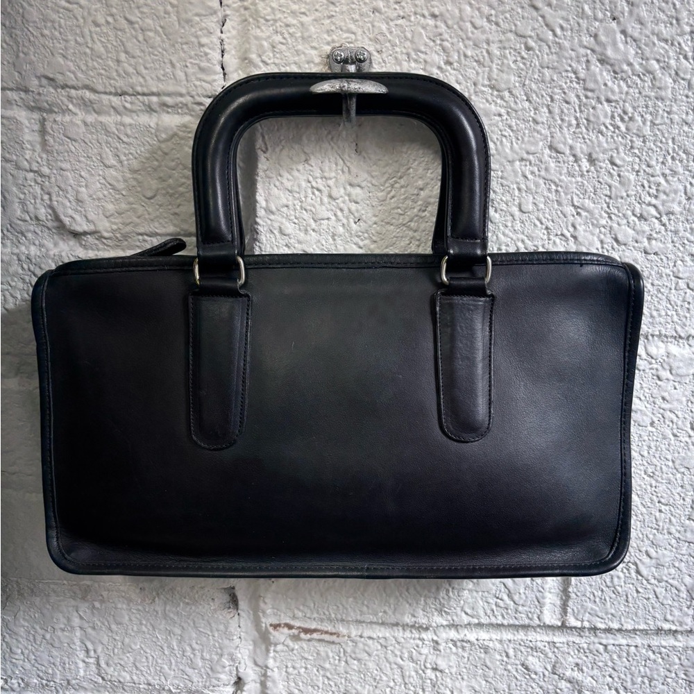 Vintage 70s Rare Coach Slim Black Leather Satchel